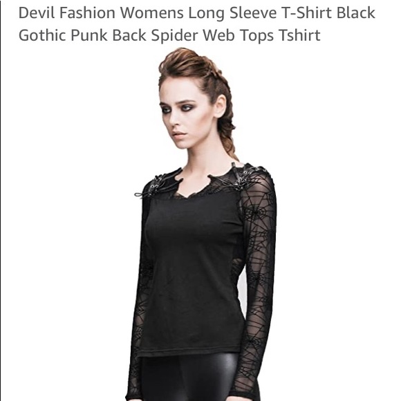 Goth web L/S shirt nwot Devil Fashion uk - Picture 2 of 6
